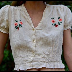 Mexican cropped bohemian blouse